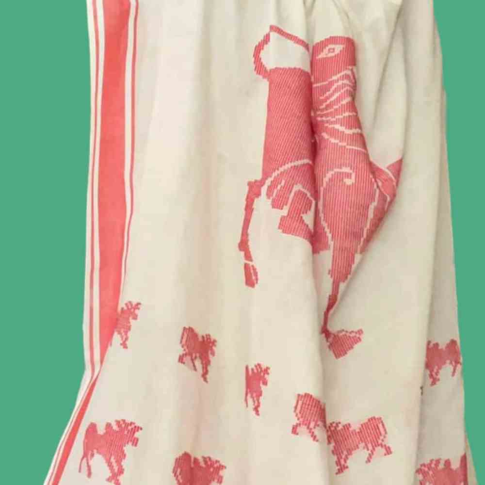 Divine Elegance White Colour Bawan Buti Saree